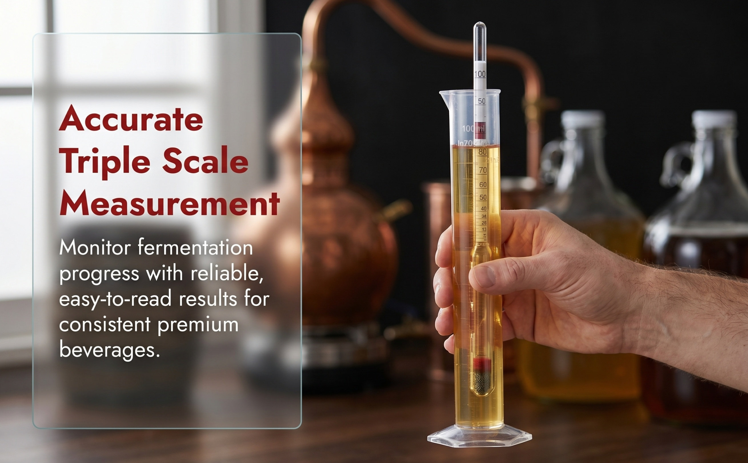 Beer Wine Kit - 1Set Triple Scale Alcohol Hydrometer Glass